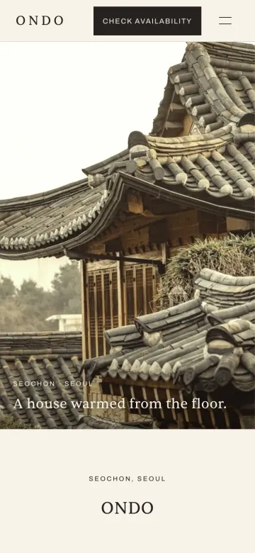 온도 서촌 한옥 스테이 홈페이지 모바일 첫 화면